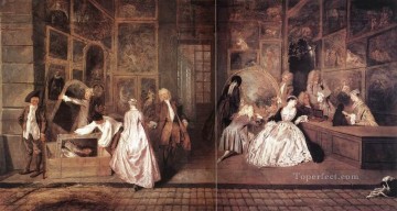 古典的 Painting - レンズセーニュ・ド・ジェルサン ジャン・アントワーヌ・ワトー クラシック ロココ